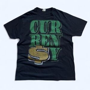 Black Currensy Graphic Tee with Green and Gold Design XL